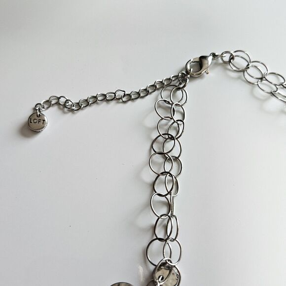 **Sale** Loft Silver Tone Layered Circle Necklace 21 To 24" - Picture 8 of 12
